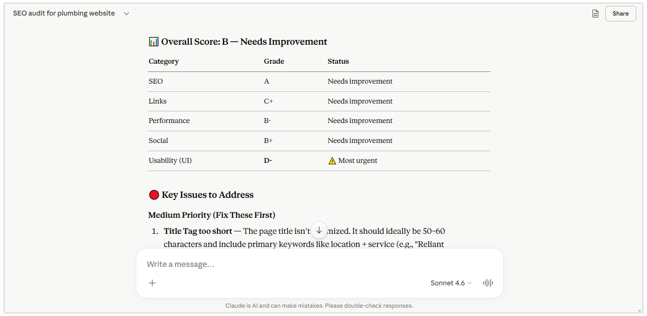 Claude SEO Audit with SEOptimer MCP